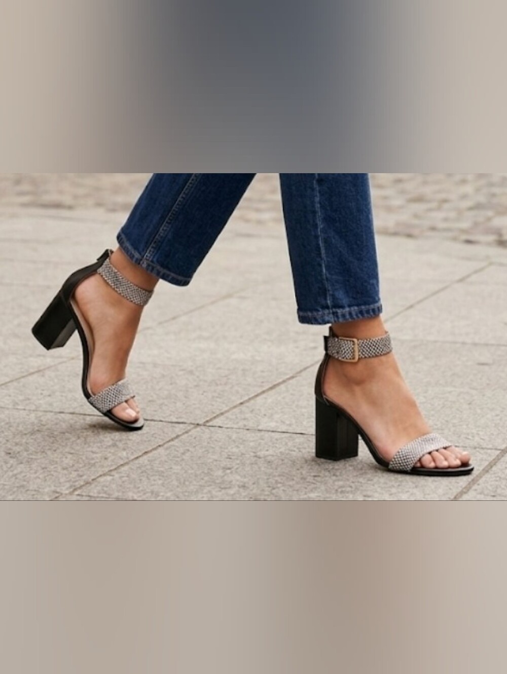Cole Haan Snakeskin Embossed Block Heel Sandals Sz. 8